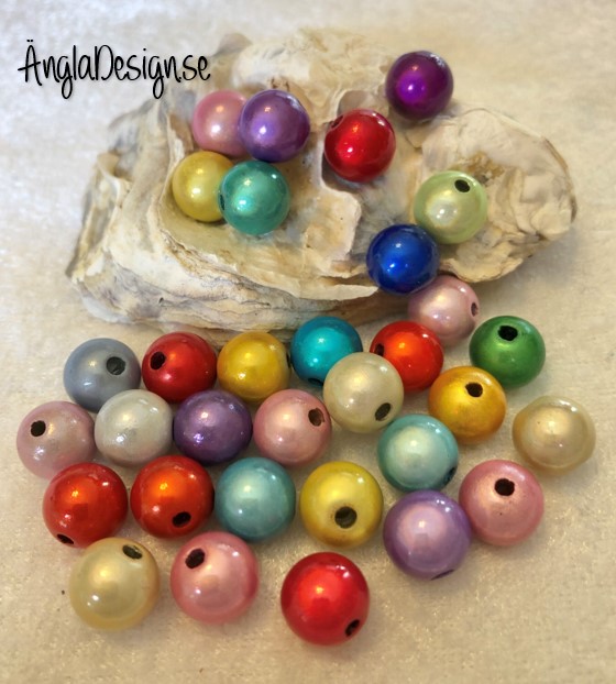 Reflexpärlor av acryl  12 mm mix, 15-Pack