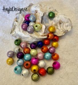 Reflexpärlor av acryl  8 mm mix, 50-Pack