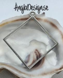 Hänge / resin ram fyrkant, platinum, 1 st