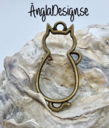 Hänge / resin ram katt, brons, 1 st