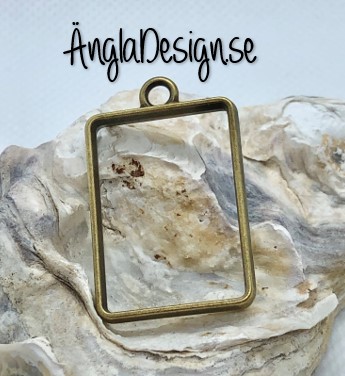 Hänge / resin ram rektangel, brons, 1 st
