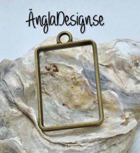 Hänge / resin ram rektangel, brons, 1 st
