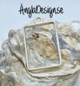 Andrasortering: Hänge / resin ram rektangel, matt ljust silver, 1 st