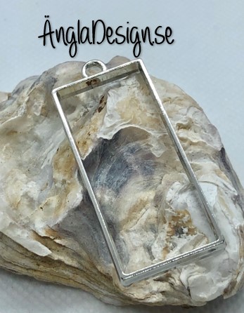 Hänge / resin ram rektangel, platinum, 1 st
