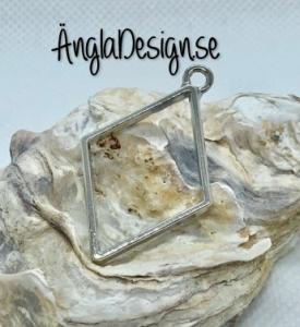 Hänge / resin ram romb, platinum, 1 st