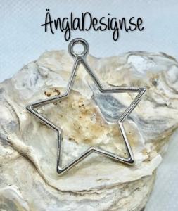 Hänge / resin ram stjärna, platinum, 1 st