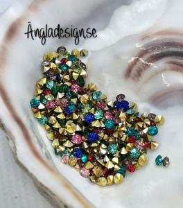 Resin Rhinestone diamantformad 2mm färg mix , ca 100-pack