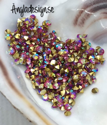 Resin Rhinestone diamantformad 2mm rosa AB, ca 100-pack