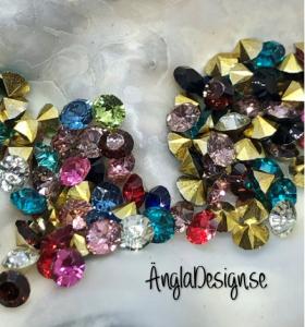 Resin Rhinestone diamantformad 3mm färgmix, ca 100-pack