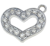 Berlock vackert hjärta med rhinestones, platinum, 1st