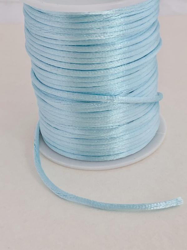 Satintråd/rattail pastell blå 2mm 1meter