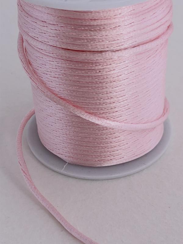Satintråd/rattail pastell rosa 2mm 1meter