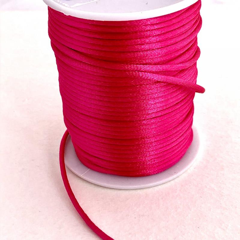 Satintråd/rattail stark rosa 2mm 1meter
