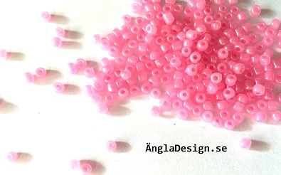 Seed beads ca 2-3mm, rosa glansiga, 25gram