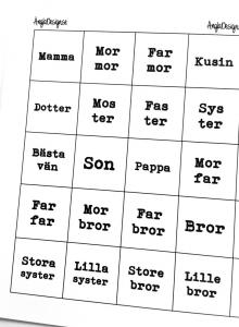 Färdigt textark 14mm SLÄKT, svart/vit 20 rutor