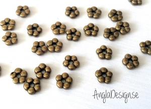 Mellandel liten blomma, slät daisy 5mm, brons, 50-pack