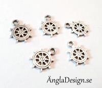 Berlock små gulliga båtrattar, antiksilver, 10-pack