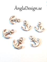 Berlock litet gulligt ankare, antiksilver, 10-pack