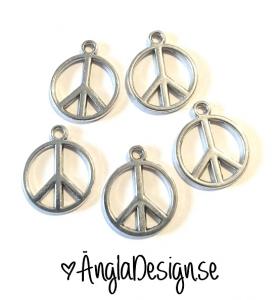 Berlock litet peacemärke, 14x17mm, antiksilver, 10-pack
