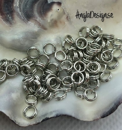 Splitringar 4mm, antiksilver, 50-pack