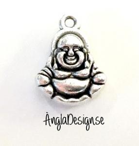 Berlock antiksilver, 2cm buddha, 5-pack
