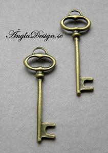 Berlock stilren nyckel, brons, 2-pack