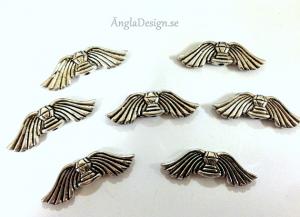 Mellandel änglavinge vintagestil antiksilver, 10-pack