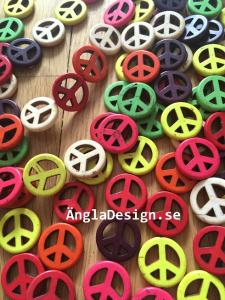 Syntetisk turkos, peacemärken, färgmix, 10-pack