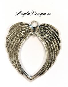 Hänge stort med vingar och ögla, antiksilver, 1st