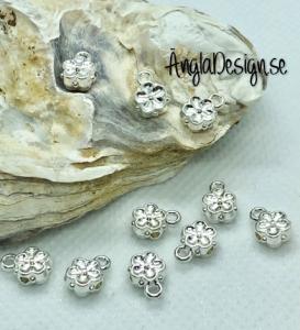 STORPACK Berlockhållare söt liten blomma i ljust silver, 50-pack