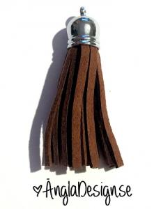 Tassel/tofs 6cm brun mockaimitation, platinum, 1st