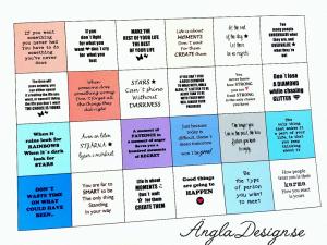 Färdigt textark 20mm för 24st berlocker, ord/färgmix 1 ark