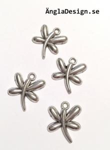 Berlock antiksilver, liten trollslända, 4st