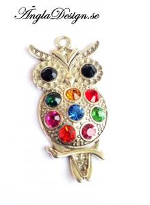 Hänge strass uggla antiksilver