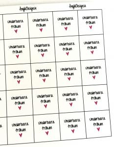 Budskap/text "Underbara fröken", för 14mm, ark med 20st rutor