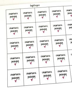 Budskap/text "Underbara pedagog", för 14mm, ark med 20st rutor