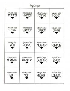 Budskap/text "Världens b.." 14mm, ark med 20st rutor (svart/vitt)