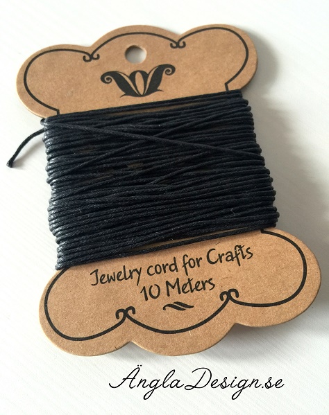 Svart vaxad bomullstråd 1mm, 10 meter