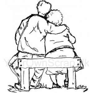 Äldre par på bänk