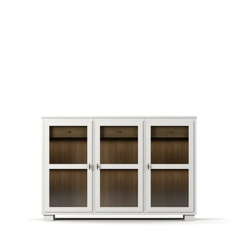 Englesson - Camden Skänk 3 Dörrar + 2 Lådor Hög – glasdörrar, belysning, betsad ek, 161×108 cm