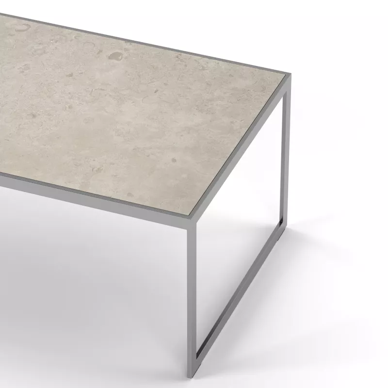 Englesson & Bricmate - Square Soffbord (Silvergrå Metall, Limestone)