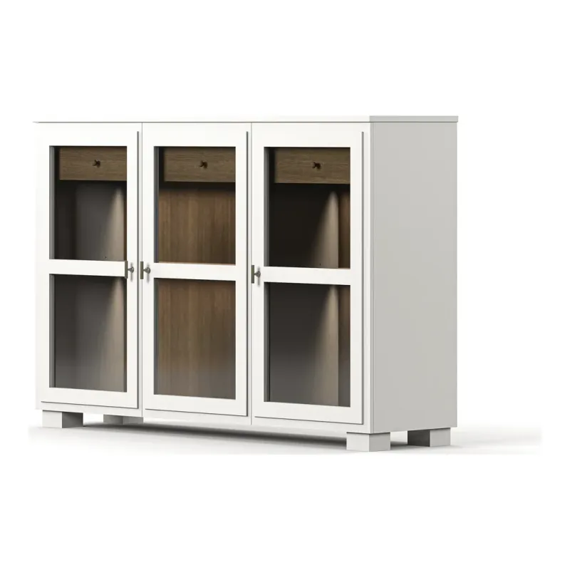 Englesson - Camden Skänk 3 Dörrar + 2 Lådor Hög – glasdörrar, belysning, betsad ek, 161×108 cm