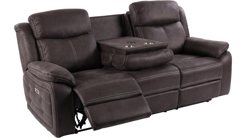 Teddy - Reclinersoffa med El 3-Sits - Brungrå