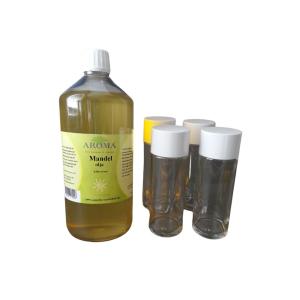 1 liter mandelolja + 4 glasflaskor à 125 ml
