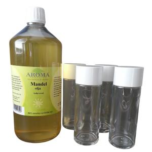 1 liter mandelolja + 4 glasflaskor à 125 ml