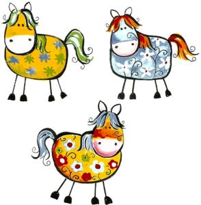 Lustige Pferde 45 mm - Set von 3