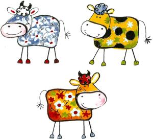 Lustige Kühe 45 mm - Set von 3