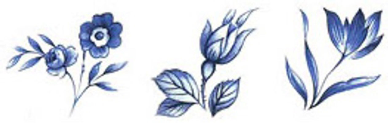 Blue Floral set of 30 - 20 mm