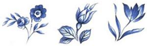 Blue Floral set of 3 - 20 mm - 5 pcs.