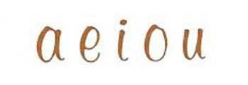 Alphabet sepia Vowels - 5 mm - 4 set